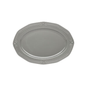 ESTIA ΠΙΑΤΕΛΑ ΟΒΑΛ ATHÉNÉE ΠΟΡΣΕΛΑΝΙΝΗ ΑΝΑΓΛΥΦΗ 25cm  GREY - Image 3