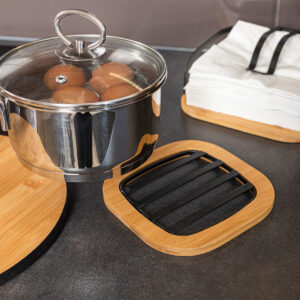 ESTIA ΒΑΣΗ ΜΑΓΕΙΡΙΚΟΥ ΣΚΕΥΟΥΣ BAMBOO ESSENTIALS MEΤΑΛΛΙΚΗ 17x17x1cm ΜΑΥΡΟ - Image 4