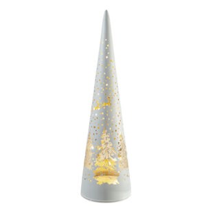 ΓΥΑΛΙΝΟ ΔΕΝΤΡΟ ΛΕΥΚΟ ΧΡΥΣΟ ΜΕ LED 8,5X8,5X30EK