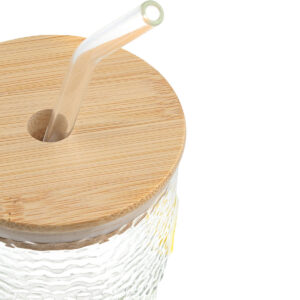 ESTIA ΠΟΤΗΡΙ ΝΕΡΟΥ ΓΥΑΛΙΝΟ ΜΕ BAMBOO ΚΑΠΑΚΙ & ΚΑΛΑΜΑΚΙ ΛΕΜΟΝΙ 420ml - Image 2